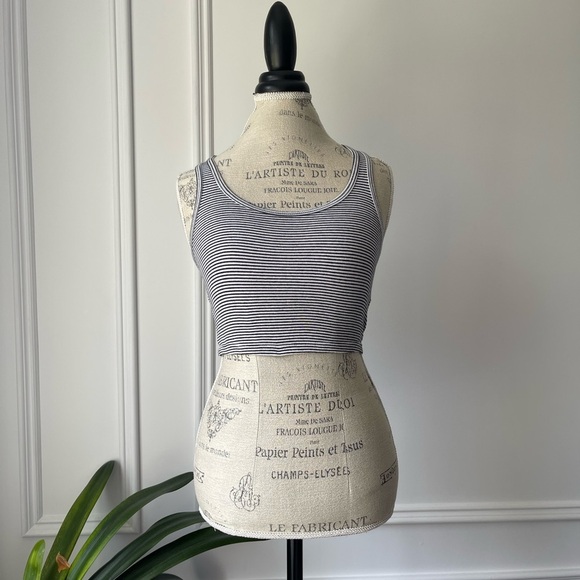 Garage Striped Black and White cropped Tank Top - Picture 1 of 6